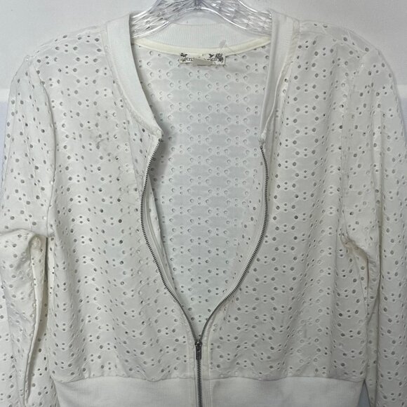 Knitworks Eyelet Zip-Up Jacket Girls  Size 16 White Plus Size Front Zipper - Picture 6 of 10